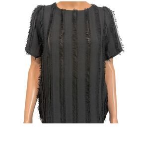 Anthropologie Everleigh medium sheer fringe fray feathered top TB 2684
